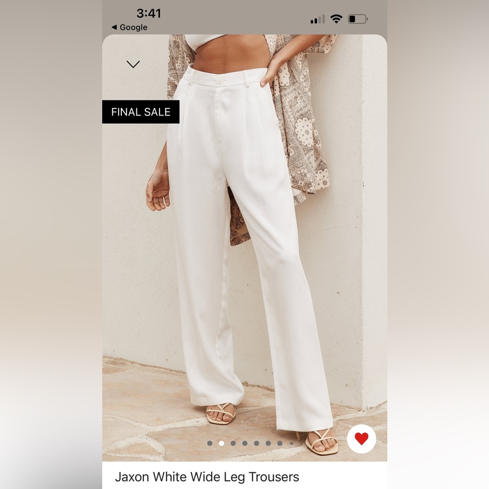 Jaxon White Cream Wide Leg Trousers